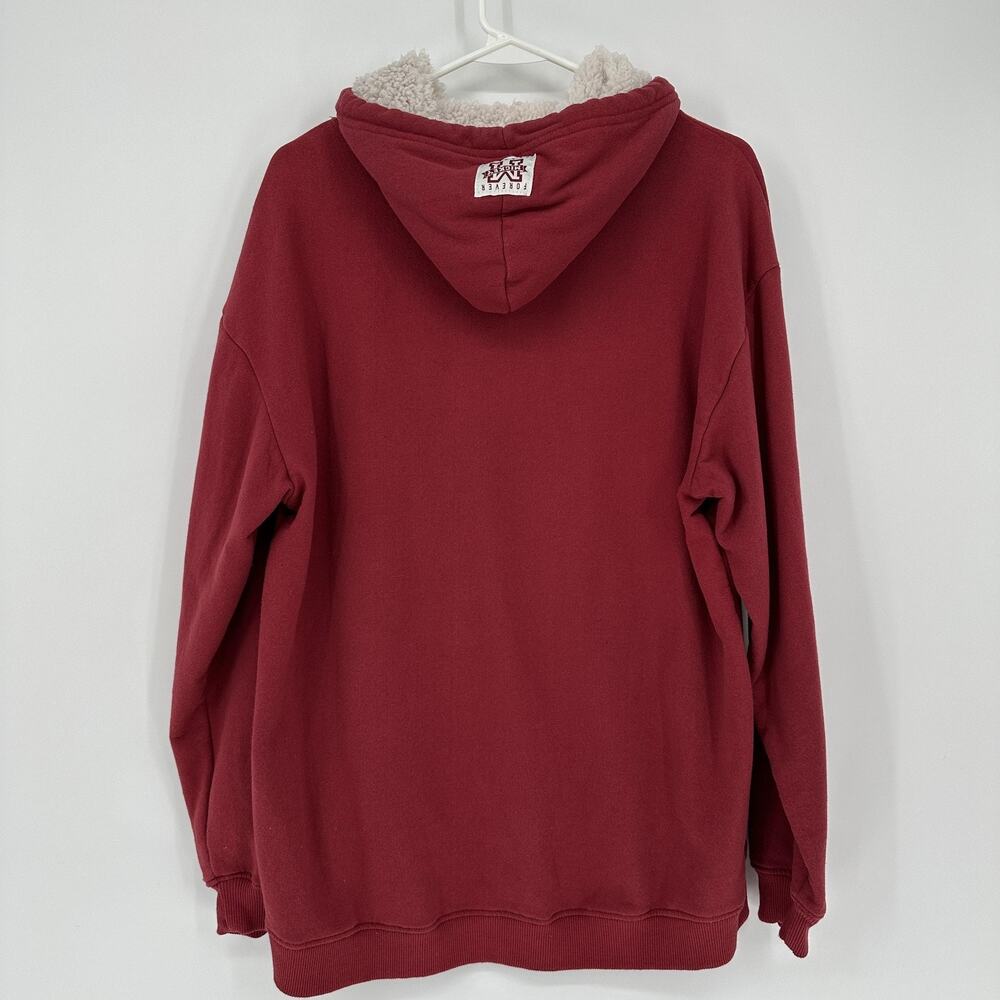 Disney Mickey Mouse Hoodie Mens XL Red Sherpa Lined Classic Pullover Sweatshirt - Picture 5 of 9